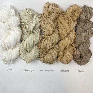 Chiffon Silk Ribbon / Raw Edge Ribbon / Recycled Silk Chiffon/ Artisan Ribbon /Weaving / Art Yarn Supplies / Gift Wrapping image 2