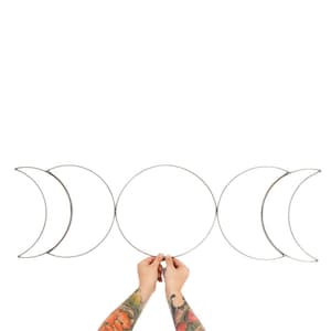Metal Moon Phase Wall Hanging: Macrame Weaving Loom Frame