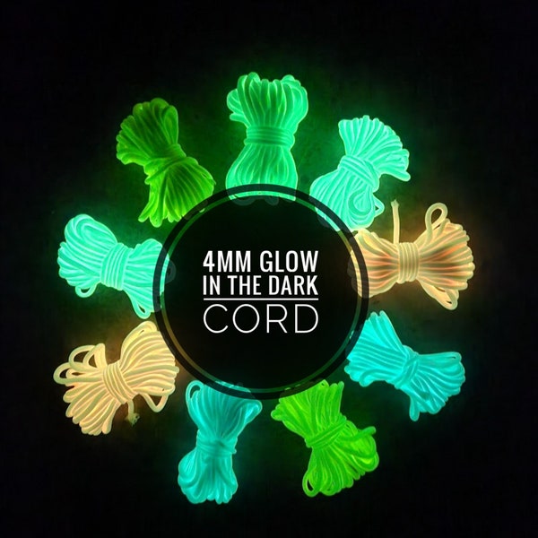 4mm Glow in the Dark Cord / Glow in the Dark Neon Paracord / Glow in the Dark Yarn / Nylon Paracord Fibre / Glow in the Dark Macrame Weaving