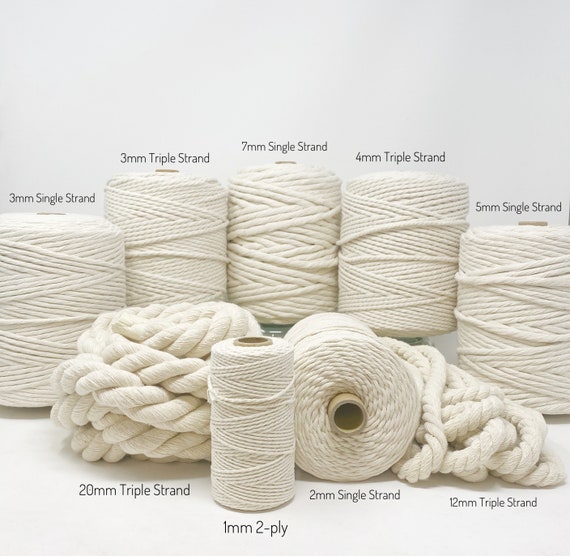  Bulk Macrame Cord, 100% Natural, Unbleached Cotton, Single  Twist, Soft