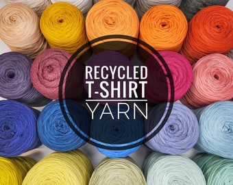 T-shirt Yarn, Fabric Yarn, T Shirt Yarn, 100% Cotton, Jersey T-shirt Yarn,  7-9 Mm, Rainbow Yarn, Crochet Yarn, 43 Colors, Various Lengths 