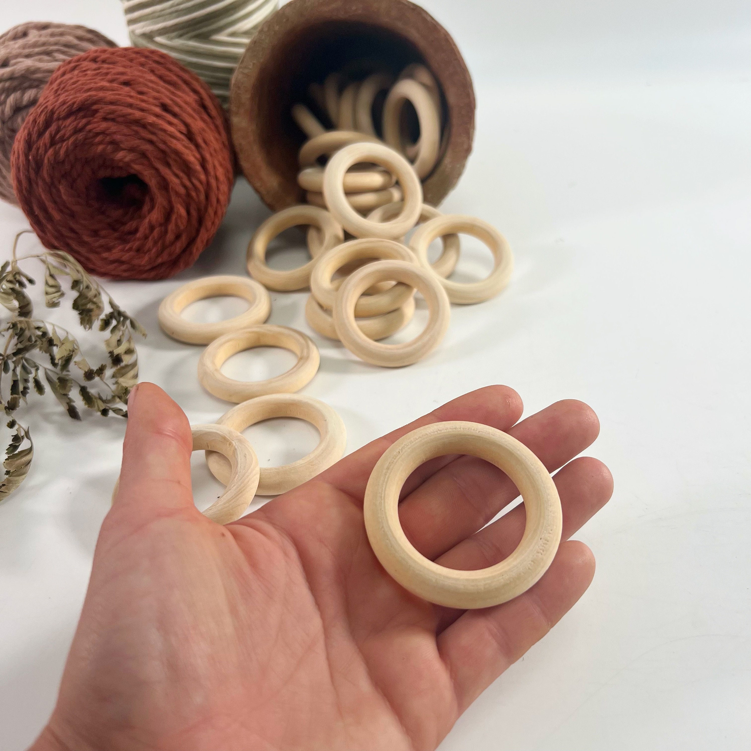 Wooden Rings Rattle Bulk Wooden Rings / 10-pack Beech Wood Rings / Natural Wood / Rattle ...