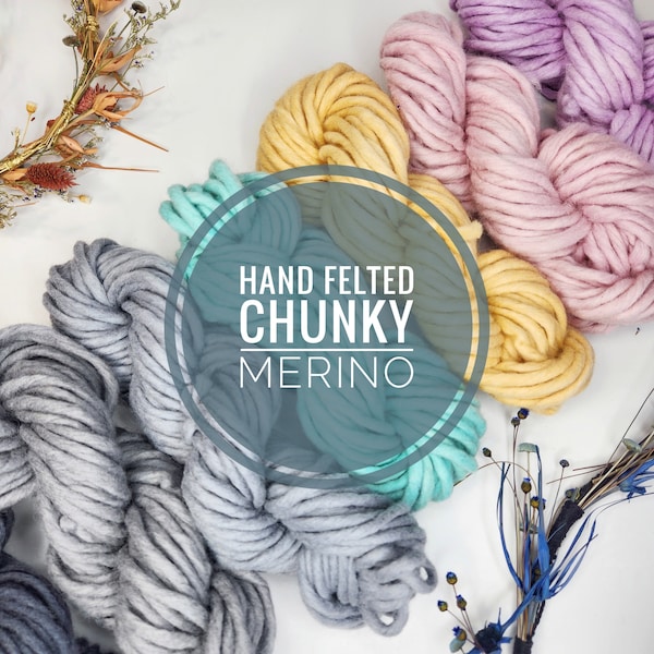 Hand Felted Merino Art Yarn / Extra Chunky Felted Merino Wool / XL Felted Yarn / Weaving Fibre / Felted Macrame Rope