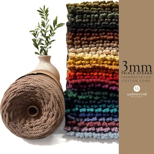 3mm Recycled Cotton Macrame Rope: 1000 ft Triple Strand Cord