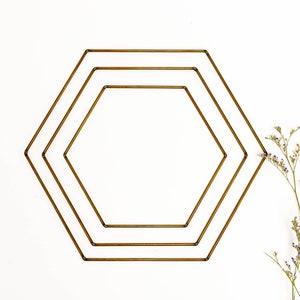 Copper Coloured Hexagon Frame/Macrame/Dreamcatcher/Craft frames/Brass Geometric Shapes/Geometric Macrame Wall Hanging/Macrame Frames/Copper image 2