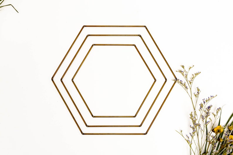 Copper Coloured Hexagon Frame/Macrame/Dreamcatcher/Craft frames/Brass Geometric Shapes/Geometric Macrame Wall Hanging/Macrame Frames/Copper image 2