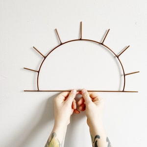 Metal Sun /Copper Coloured Sun Frame/Macrame/Suncatcher /Crescent Moon/Geometric Shapes/Geometric Macrame Wall Hanging/Half Circle Sun Loom