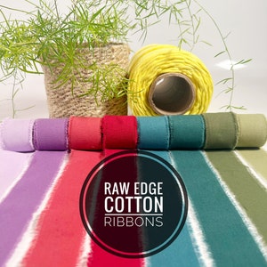 Ruban de coton bord brut / Ruban de coton naturel / Ruban de coton coloré / Rouleaux de ruban de coton de 1,5 po. de large / Ruban végétalien / Ruban durable