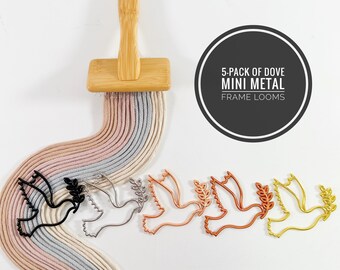 Peace Dove Ornament / Mini Macrame Frames / Holiday Metal Charm / Dove Mini Loom / Mini Weaving Loom / Xmas Craft Idea