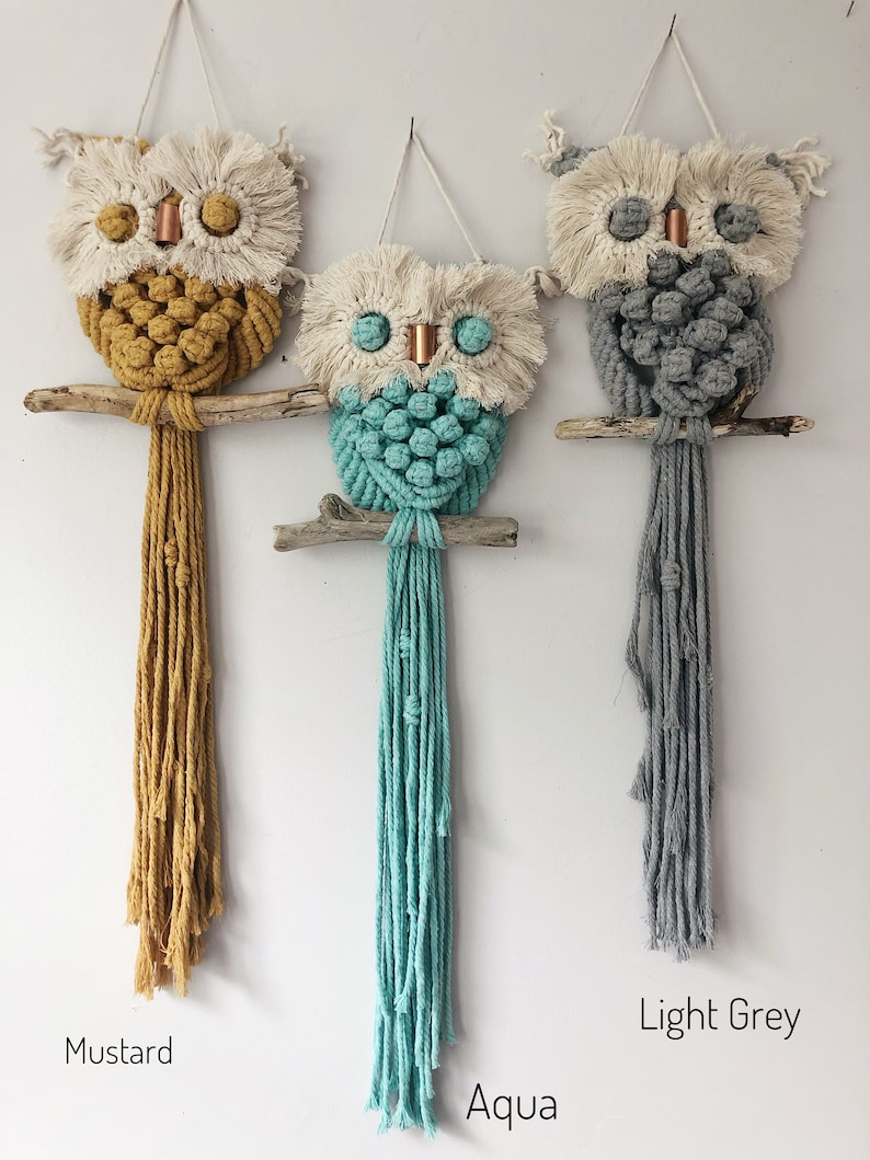 Colourful Macrame Owl/Retro Owl/Vintage Owl/Macrame Wall Etsy
