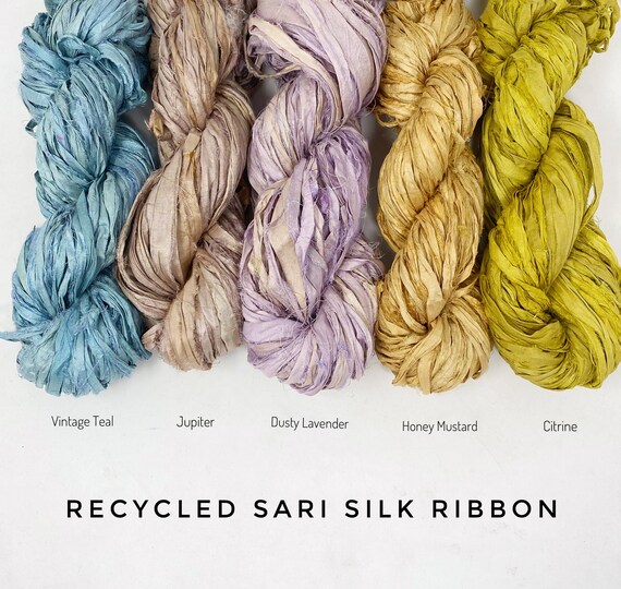 10 yards crochet Sari silk yarn handspun and Golden mustard Knitting 