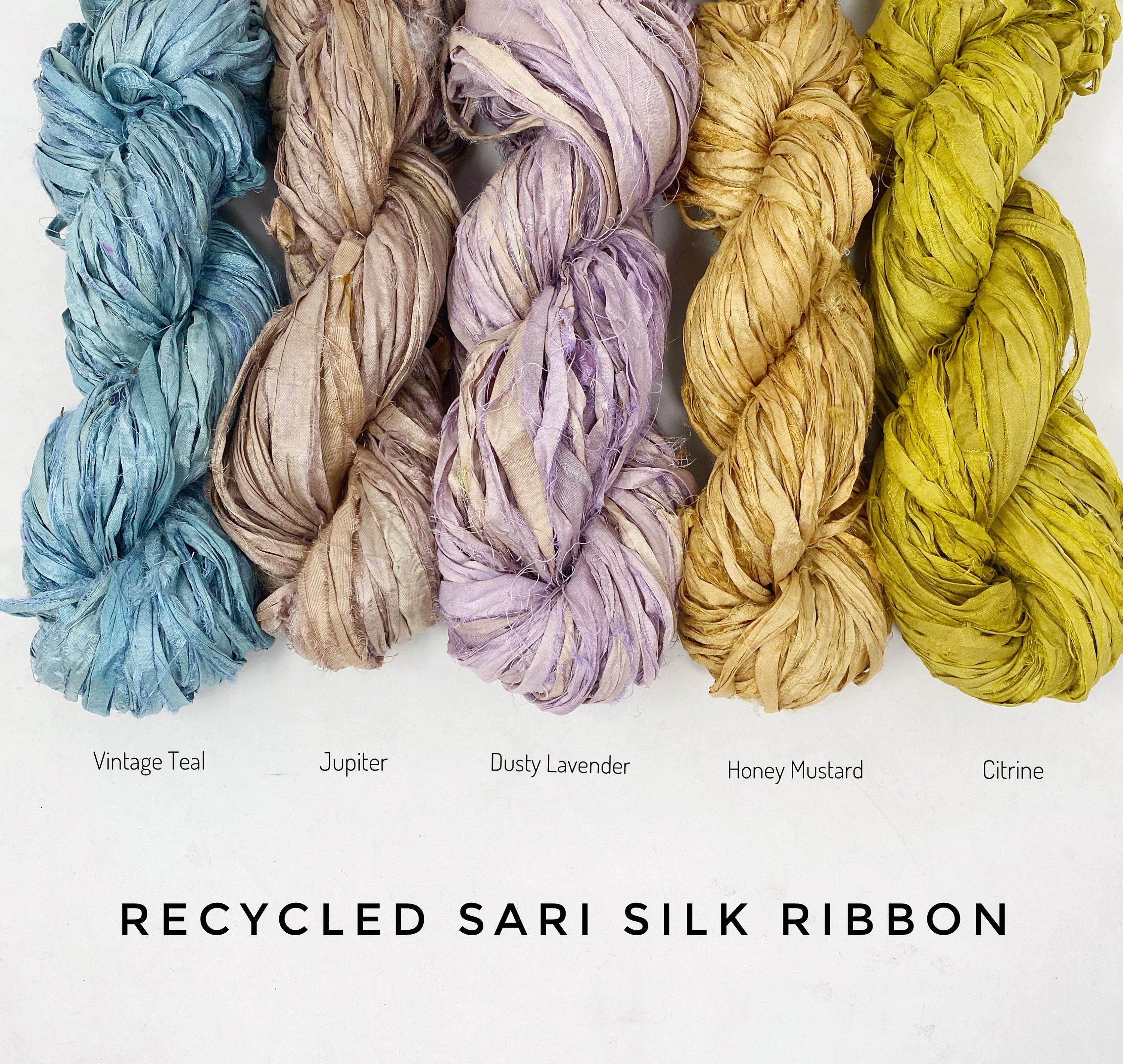Natural - 100% Recycled Sari Silk Ribbons for Rug Hooking and