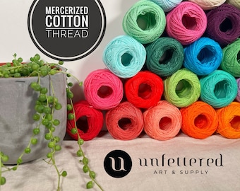 Mercerized Cotton Embroidery Thread / Perle Cotton Size 8 / 100% Cotton Thread for Crochet / Mercerized Cotton for Tatting and Lacework