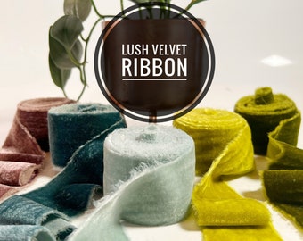 Lush Velvet Ribbon / 2” Wide Vintage Velvet Ribbon / 3yds Velvet Ribbon Roll / Silk Rayon Velvet / Wedding Bouquet Ribbon / Holiday Mantle