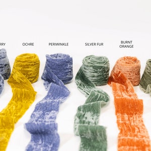 Velvet Ribbon / Raw Edge Velvet Ribbons / Wedding Bouquet Ribbons / Handmade Velvet Ribbons / Bulk Weaving Velvet image 4