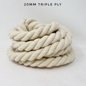 20mm 3 Ply Rope / XXL Cord / Chunky Weaving Cord / 100% Recycled Cotton Rope  / XXL Triple Ply Macrame Rope / DIY Weaving Supplies -  Canada