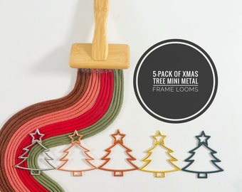 Mini Metal Christmas Tree Loom Charms: Holiday Craft Frames (Set of 5)