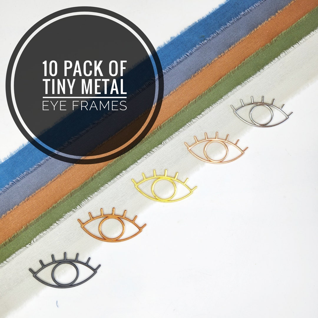 Tenpack of Tiny Metal Eye Frames / Boho Eye Charms / Midcentury Eye