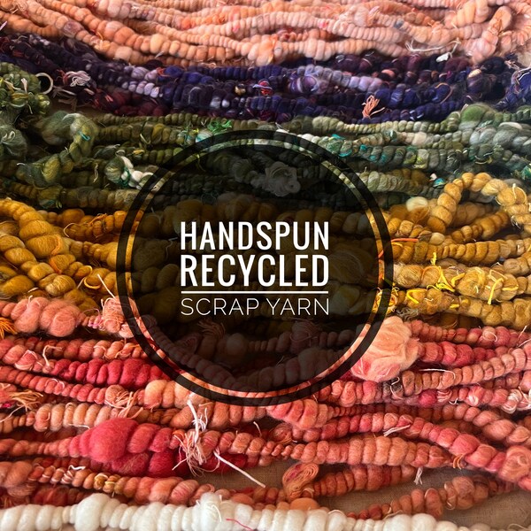 Handspun Recycled Scrap Yarn / Bobble Art Yarn / Slowspun Chunky Merino / Repurposed Scrap Yarn / Artisanal Yarn / Corespun Bobble Yarn