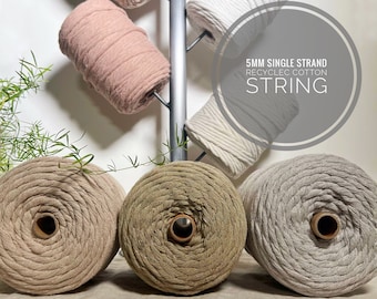 5mm Macrame String/Neutral Colours Macrame Cord/Soft Cotton Rope/100% Recycled Cotton/DIY Macrame/Weaving