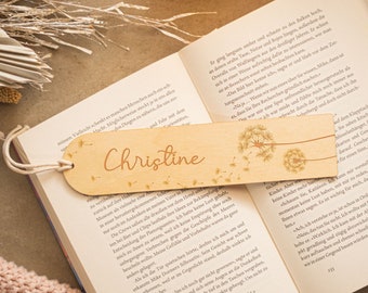 Personalized bookmark "Dandelion" made of wood with name