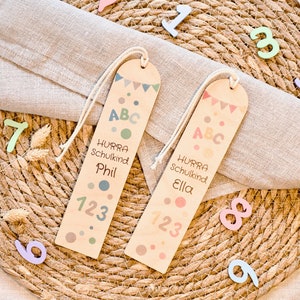 Wooden bookmark for starting school HURRA school child