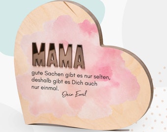 Grapefruit® Geschenk-Herz aus Holz zum Muttertag – Mama Spiegel Acryl