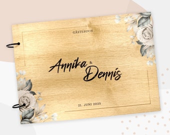 Elegant guest book for the wedding - memory book photo book made of wood - model Annika