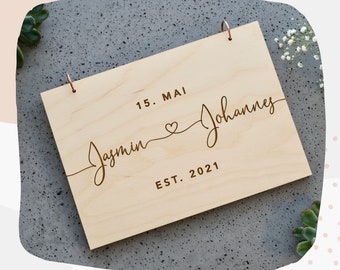 Elegant wedding memory book / guest book / photo book made of wood