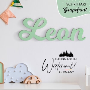 Grapefruit personalisierter 3D-Schriftzug aus Holz mit Kleberückseite für Kinderzimmer, Wohnzimmer, Büroräume, Wanddeko Bild 3