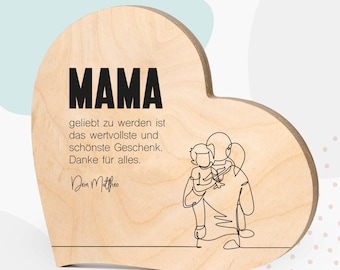 Grapefruit® Wooden Gift Heart for Mother’s Day – Mom & Son