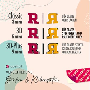 Grapefruit personalisierter 3D-Schriftzug aus Holz mit Kleberückseite für Kinderzimmer, Wohnzimmer, Büroräume, Wanddeko Bild 7