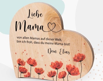 Grapefruit® Geschenk-Herz aus Holz zum Muttertag – Mama Mohnblumen