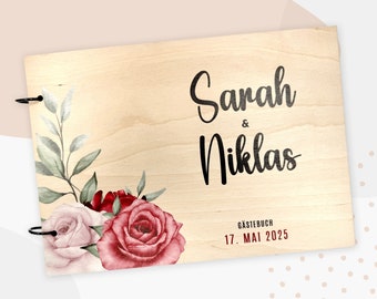 Elegant guest book for the wedding - memory book photo book made of wood - model Sarah