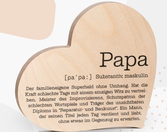 Grapefruit® Geschenk-Herz aus Holz zum Vatertag – Definition Papa