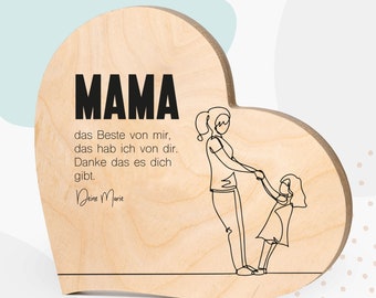 Grapefruit® Geschenk-Herz aus Holz zum Muttertag – Mama & Tochter