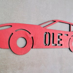 Individual stick-on car door sign made of wood for children's rooms image 1