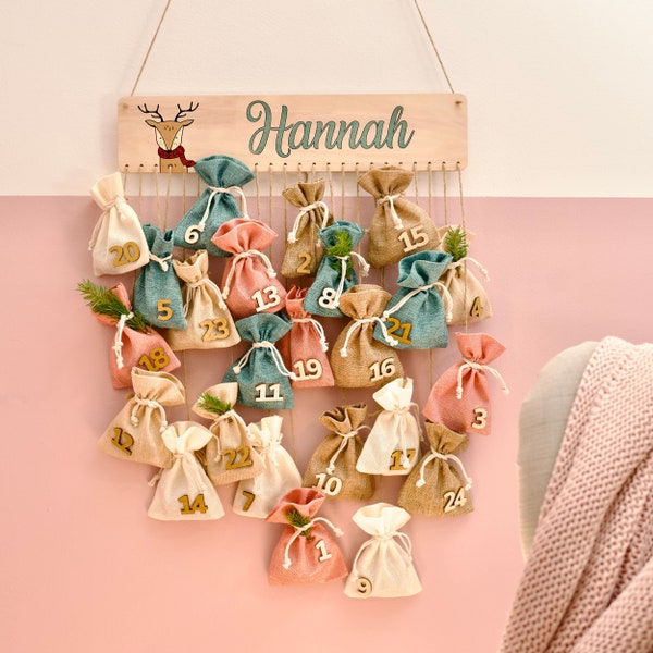 Personalized Advent calendar to fill - with the child's name and various motifs