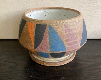 Painted Planter and Saucer: Rod's Bod Clay