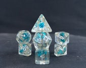 Forget Me Not - REAL flowers inside - fun D D dice set for d20 rpgs or tabletop game, or fans of Critical Role or Dungeons and Dragons