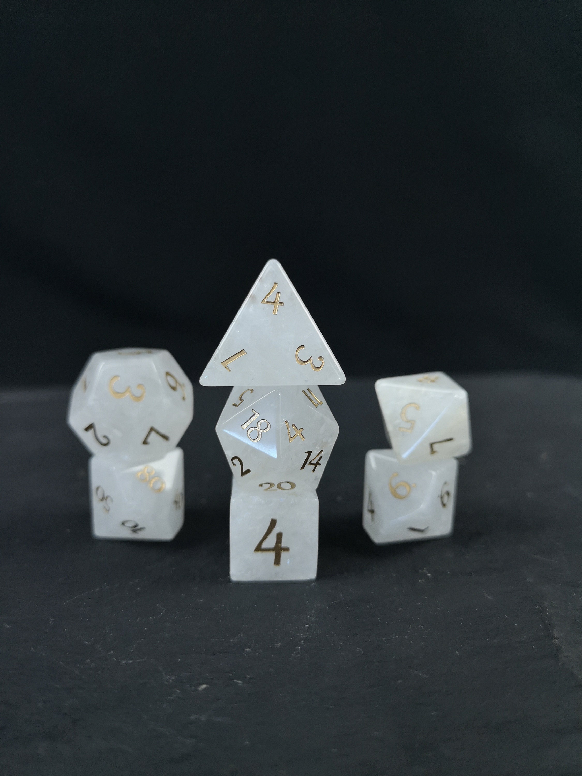 White Quartz dice gem dice set for D&D Pathfinder or other Etsy