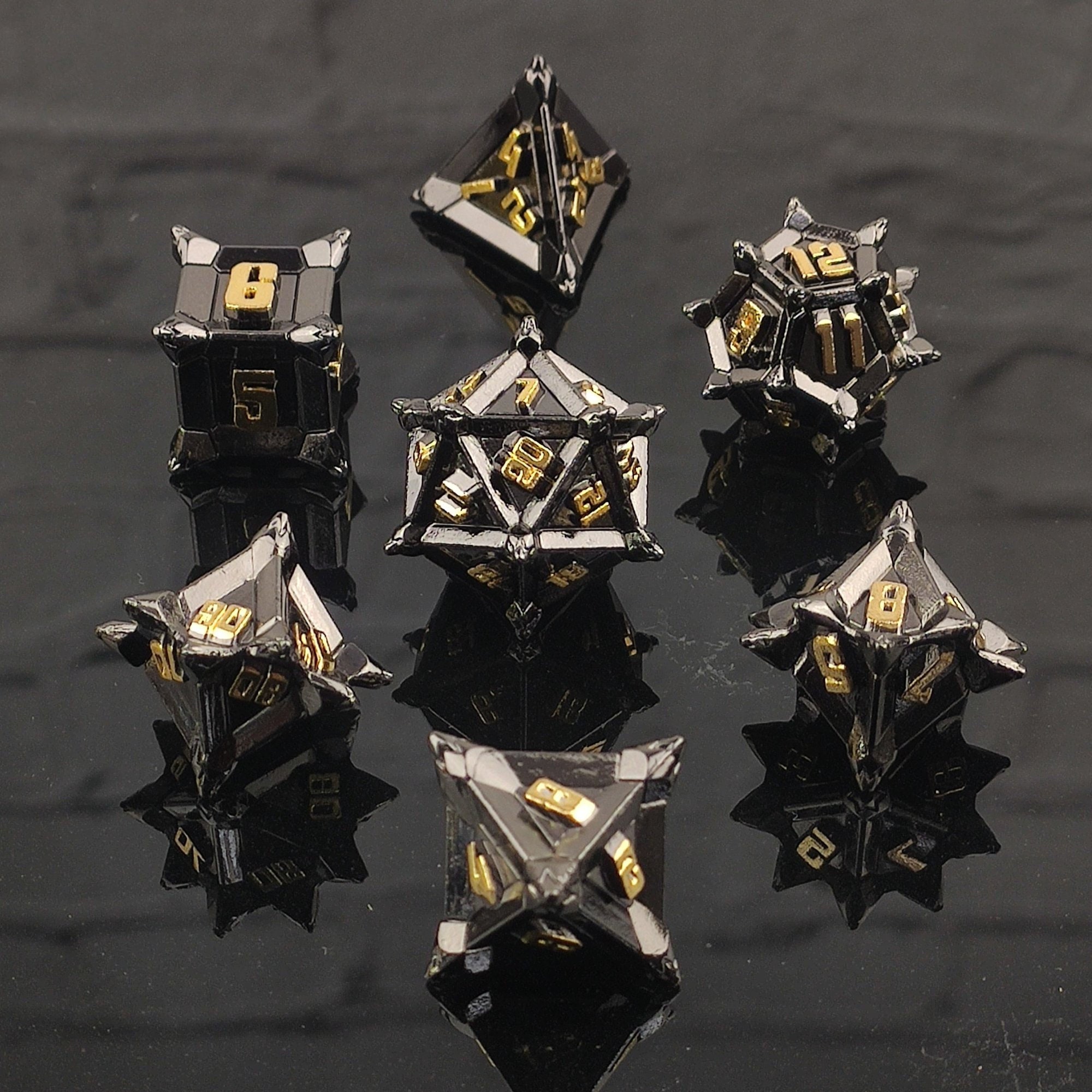 Black Caltrops Metal Dnd Dice Set for Dungeons and Dragons - Etsy