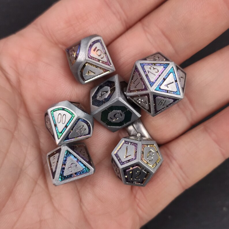 Dwarven Rainbow Metal Dnd Dice Set for Dungeons and Dragons Etsy