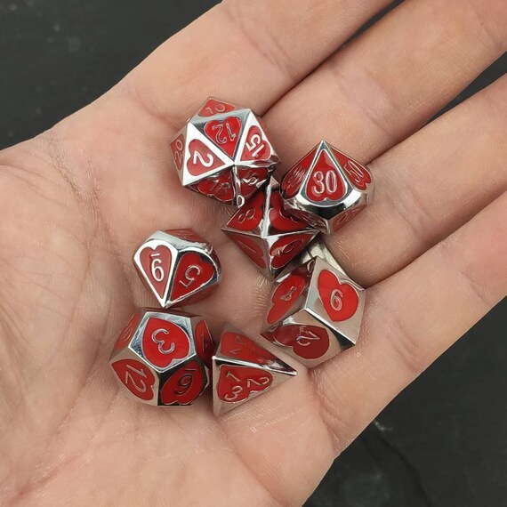 Heart Dice a Beautiful Red Heart Metal Dice Set for Dnd Etsy