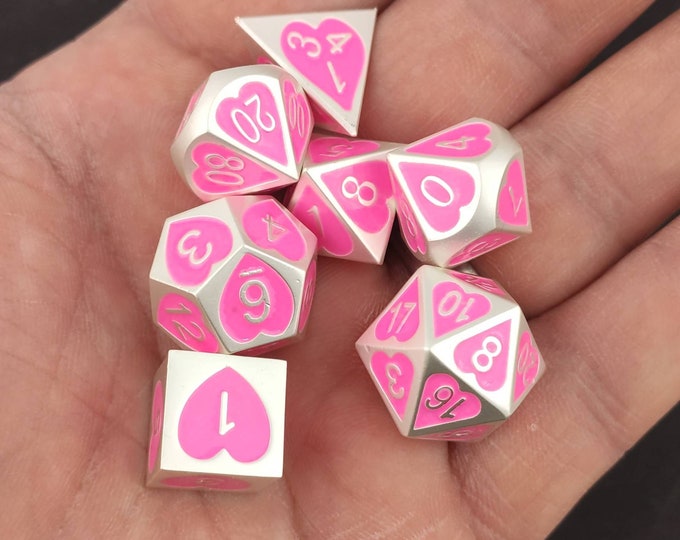 Pink Heart Dice a Beautiful Pink Heart Metal Dice Set for Etsy