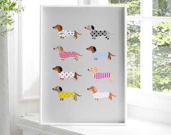 Sausage Dog Wall Print, Dachshund Print for Dog Lovers, Dog Print, Sausage Dog Print, Wall Print for Sausage Dog Owners, Wiener, Dashie