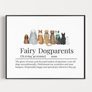 Fairy Dogparents Definition Print, Gift Idea for Dog Walker, Doggy Daycare Gift Idea, Dog Mum Gift, Dog Owner Gift, Dog Sitter Gift,