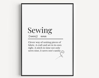 Sewing Definition Print, Definition Print for Sewists, Gift for a Sewists, Sewing Typography Print, Craft Definition Print