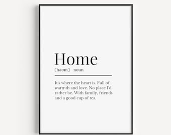 Home Definition Print, Dictionary Definition, Home Wall Print, Home Decor Gift