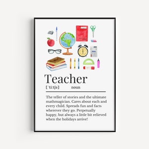 Teacher Definition Print, Teacher Print, Teacher Wall Print, Gift for Teacher, End of School Year Gift, Teaching Wall Print